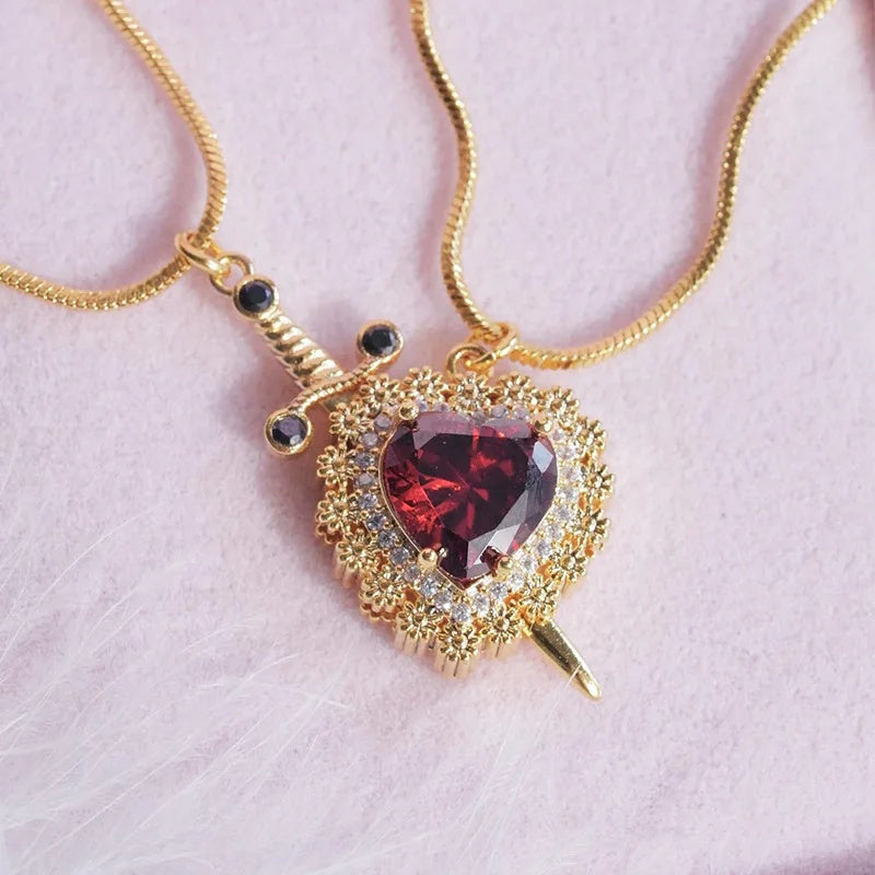 Couple Rhinestone Heart  Necklace