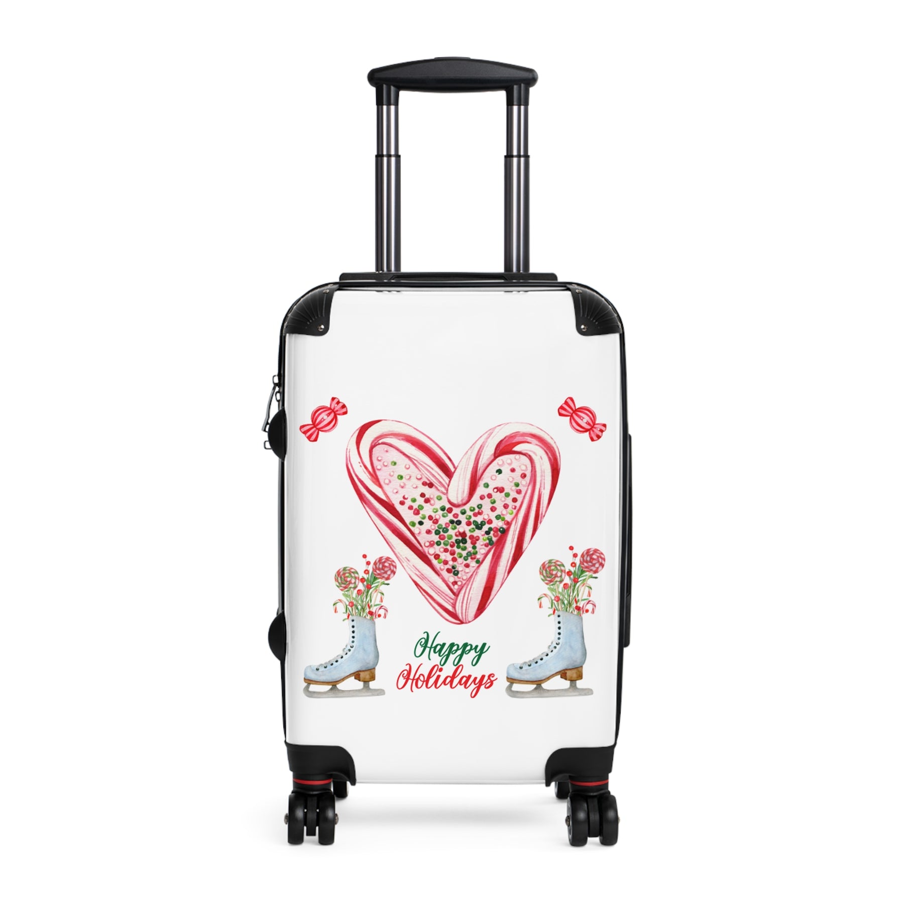 Candy Cane Happy Holidays Suitcase – Festive Travel in Style