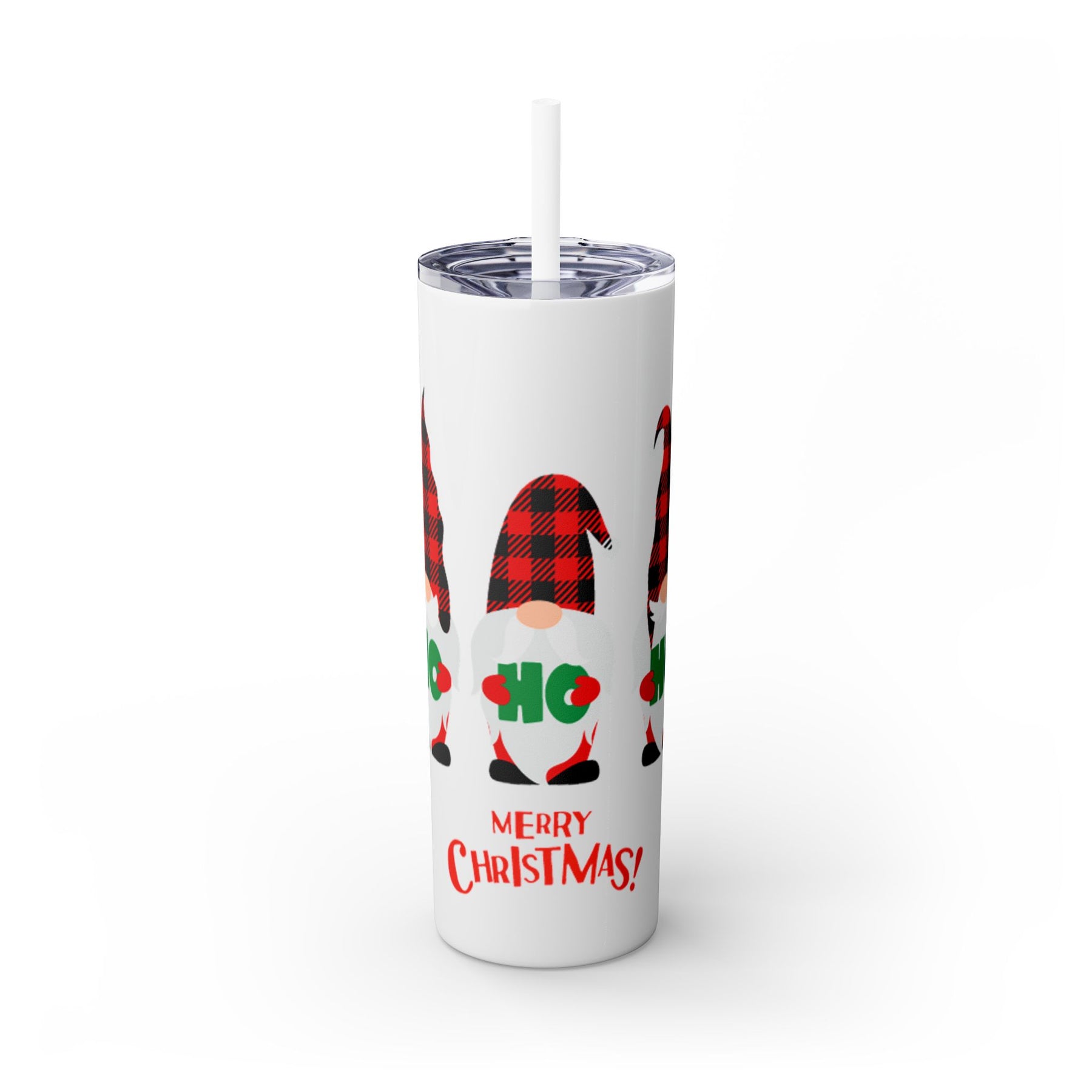 MERRY CHRISTMAS SKINNY TUMBLER WITH STRAW, 20oz