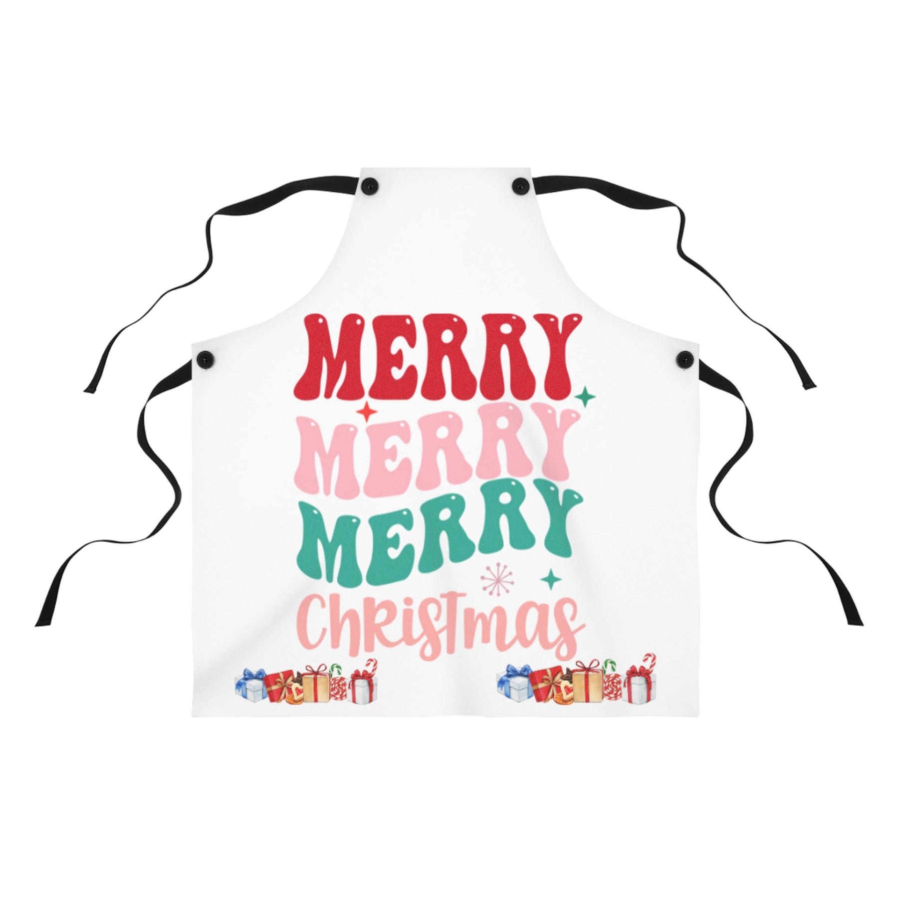 Merry Merry Merry Christmas Apron - Holiday Fashion, Cooking Accessory, Christmas Gifts