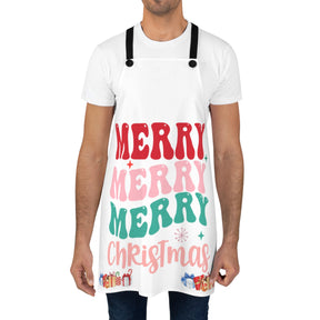 Merry Merry Merry Christmas Apron - Holiday Fashion, Cooking Accessory, Christmas Gifts