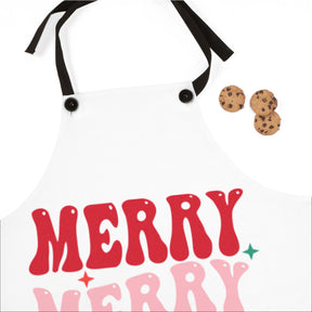 Merry Merry Merry Christmas Apron - Holiday Fashion, Cooking Accessory, Christmas Gifts