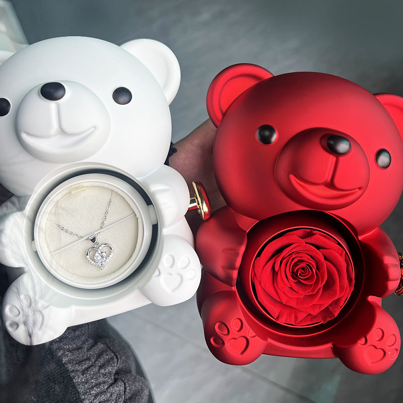 Rotating Bear Rose Gift Box