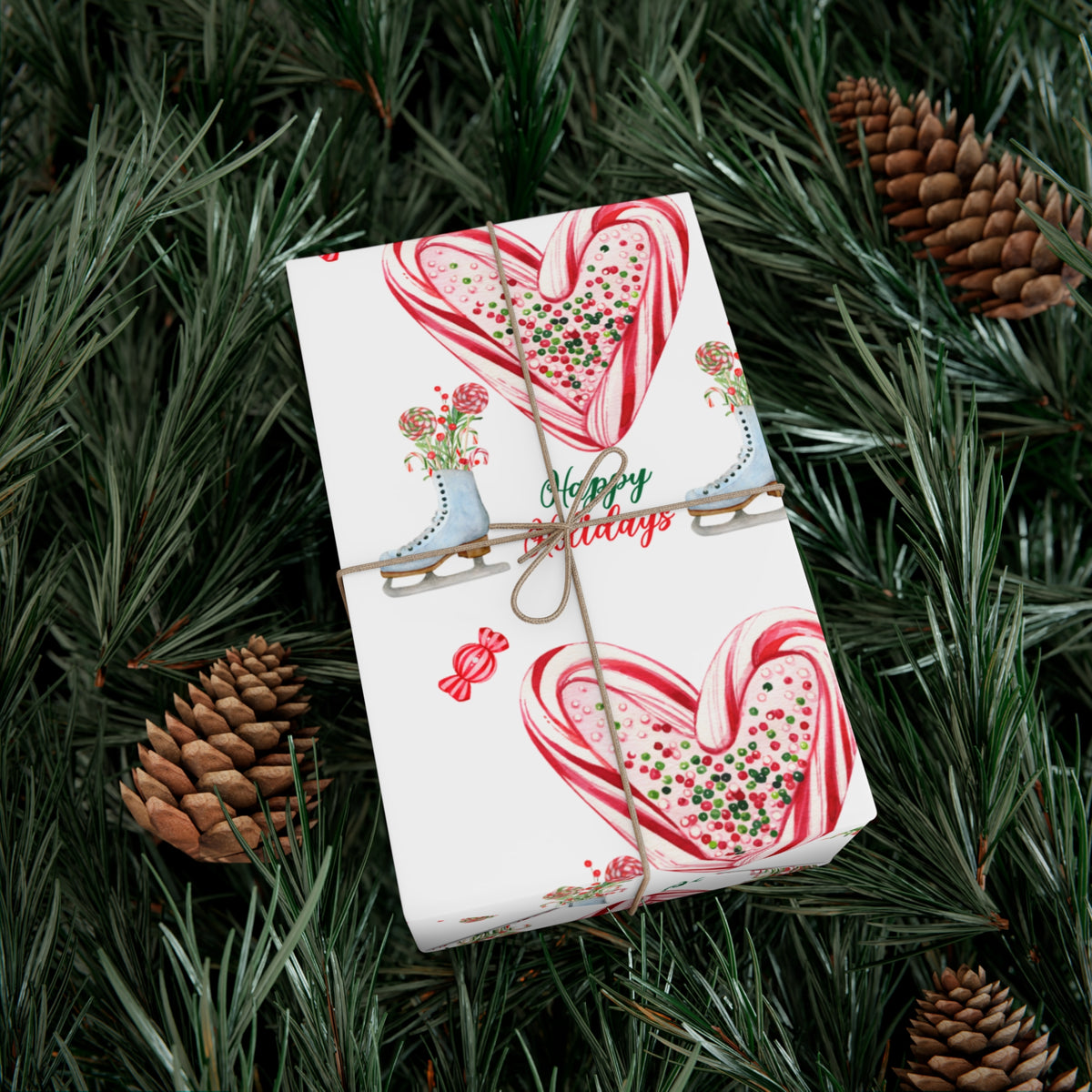 Candy Cane Merry Christmas Gift Wrap Paper – Festive Holiday Wrapping