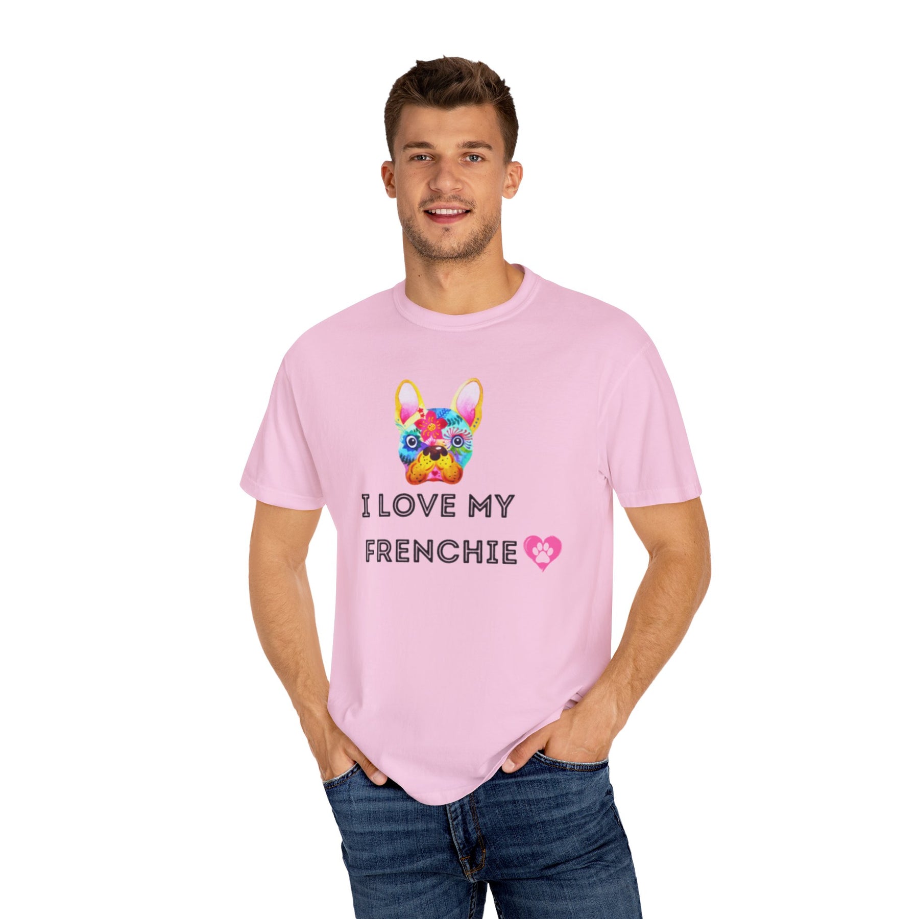 I Love My Frenchie - Unisex Garment-Dyed T-shirt