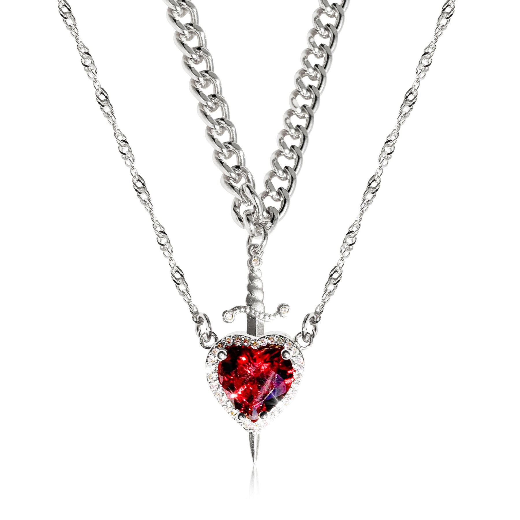 Couple Rhinestone Heart  Necklace