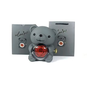 Rotating Bear Rose Gift Box