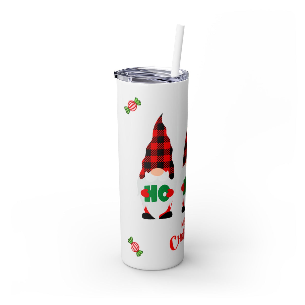 MERRY CHRISTMAS SKINNY TUMBLER WITH STRAW, 20oz