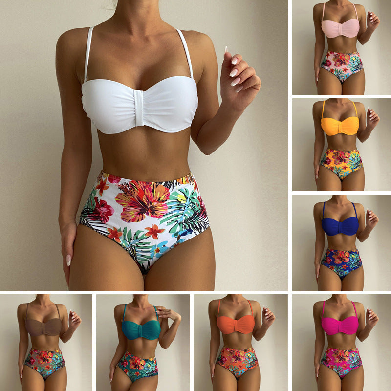 Summer Floral Print - Spaghetti Strap Bikini Bathing Suit