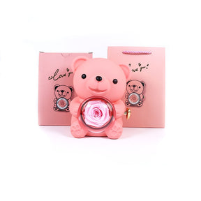 Rotating Bear Rose Gift Box