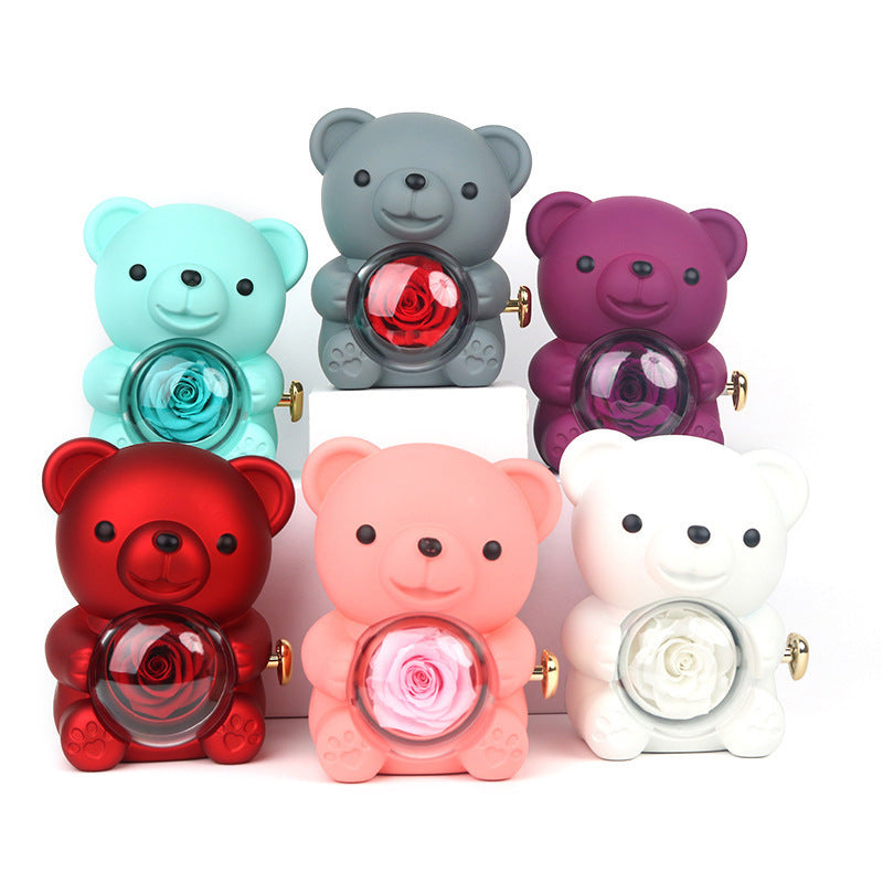 Rotating Bear Rose Gift Box