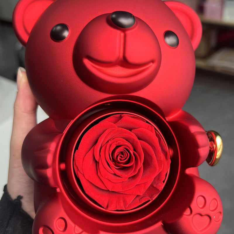 Rotating Bear Rose Gift Box